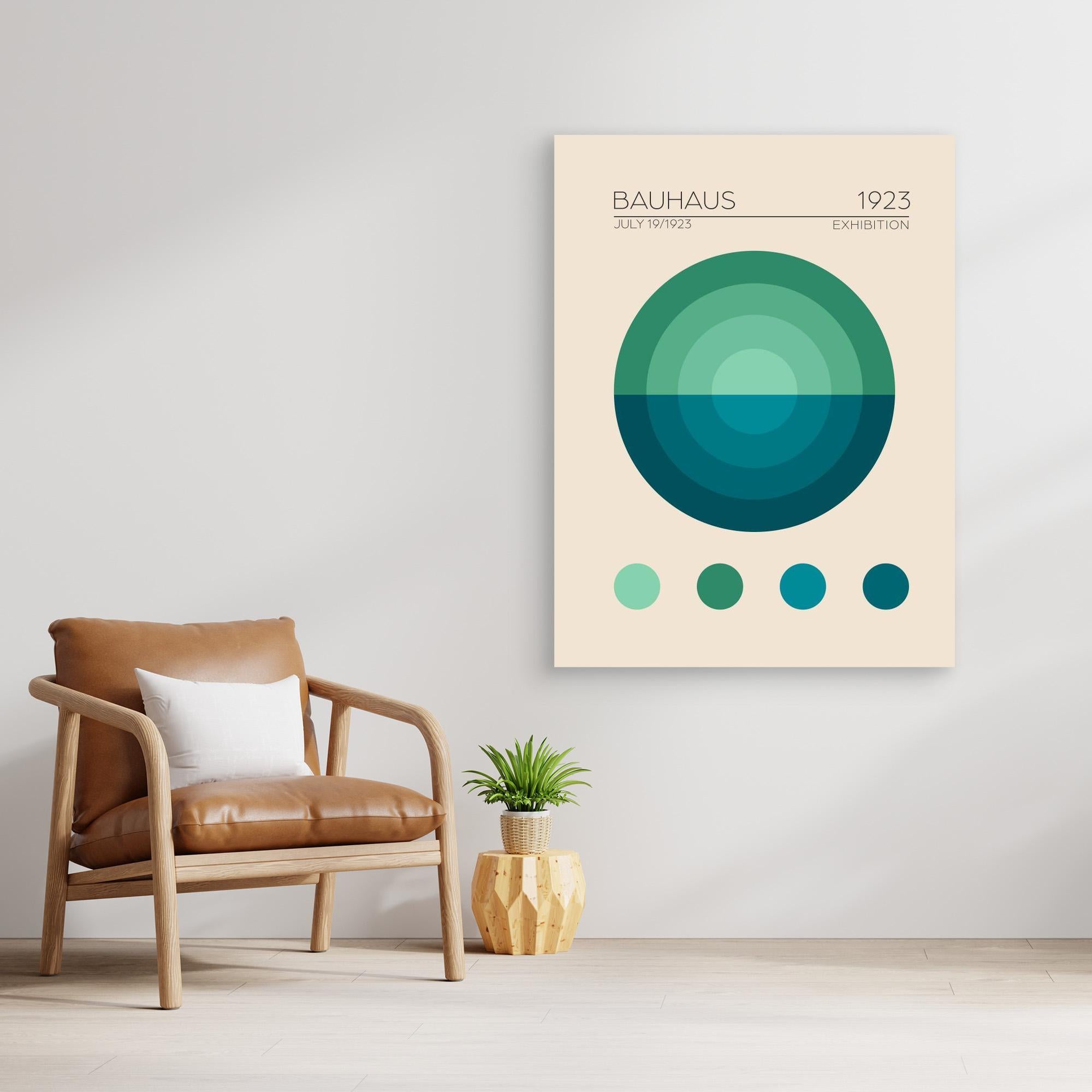 Bauhaus Mavi Daire framed canvas art print - premium quality geometric wall art with wooden frame
