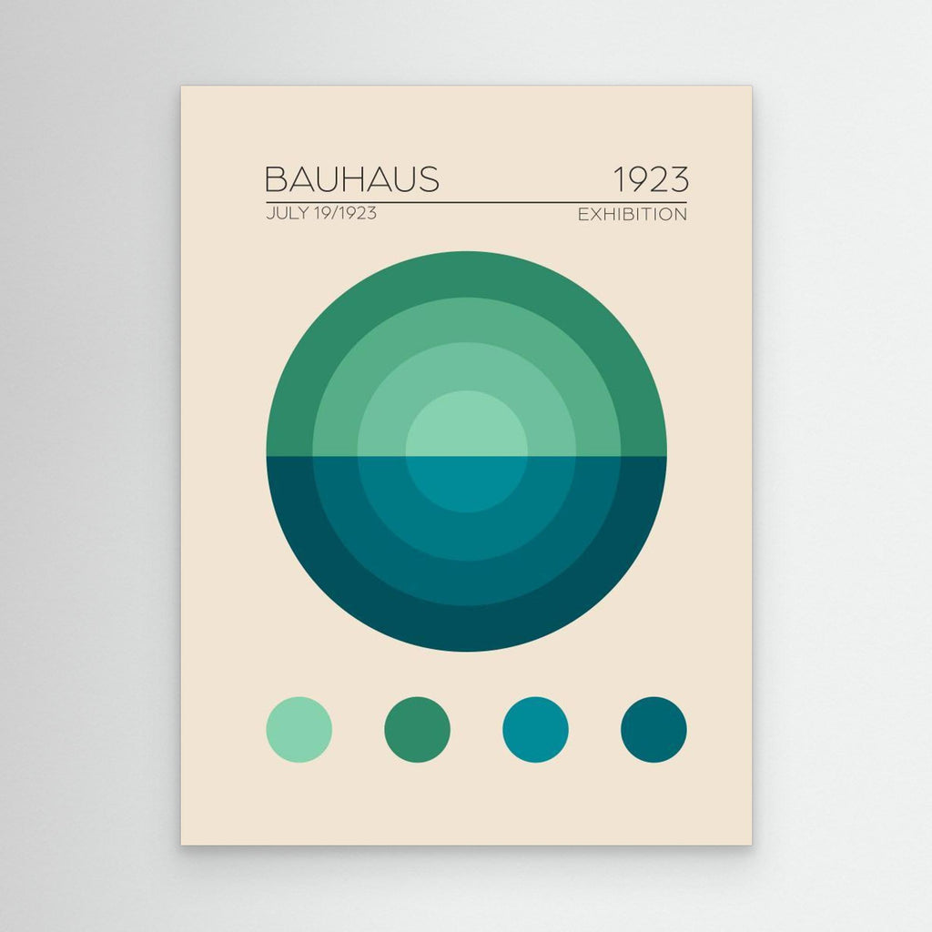 Bauhaus Mavi Daire canvas art print - geometric blue circle design with abstract shapes on beige background
