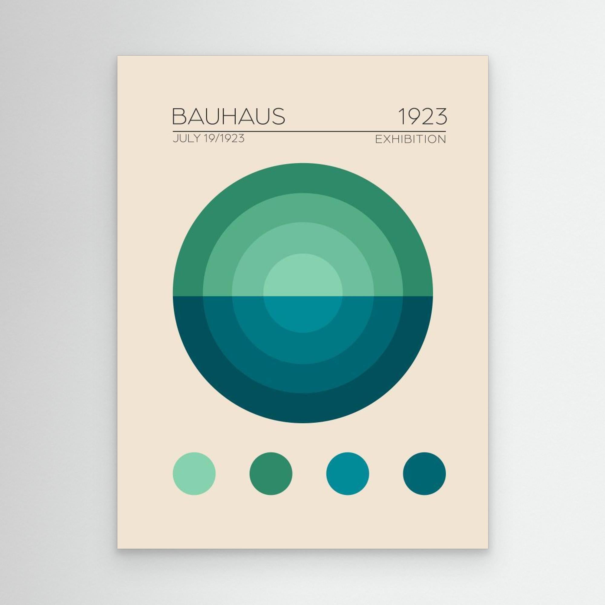 Bauhaus Mavi Daire canvas art print - geometric blue circle design with abstract shapes on beige background

