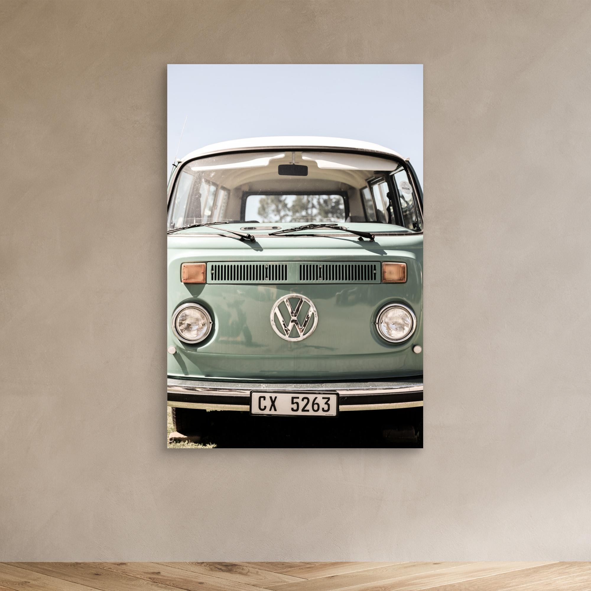 Vw Kombi canvas art print featuring vintage VW camper van in vibrant colours on premium gallery-wrapped canvas