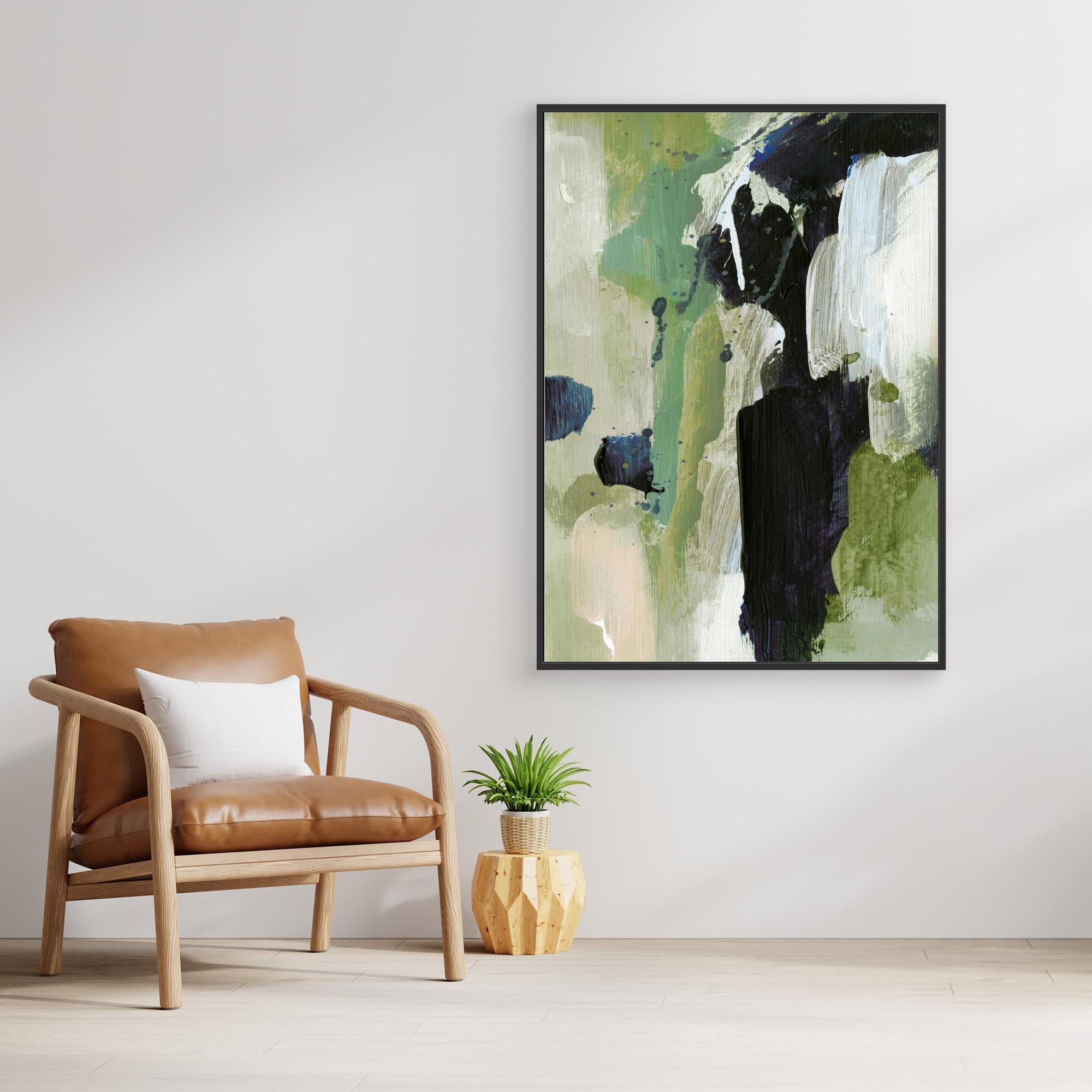 Waterfall by Dan Hobday print - back view showing quality wooden frame construction and hanging hardware.
