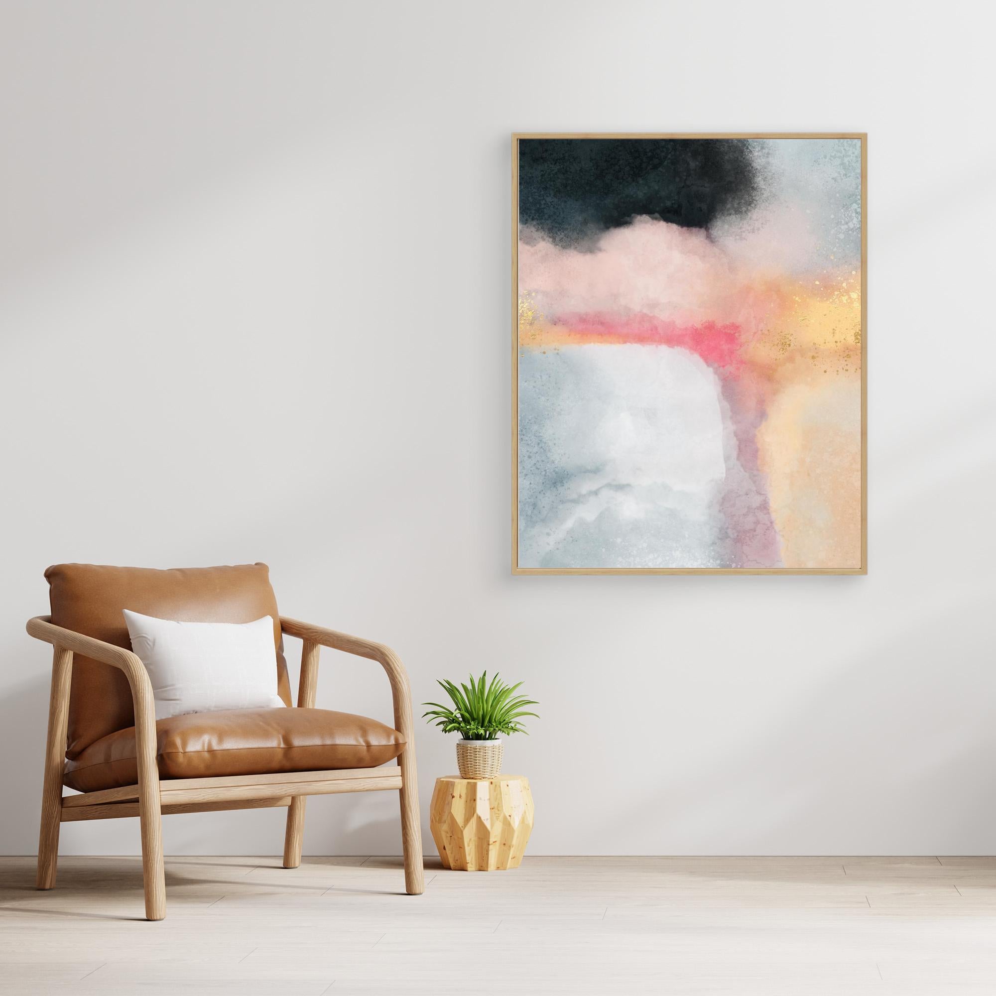 Billow wall art - side angle displaying solid wooden frame and canvas depth.
